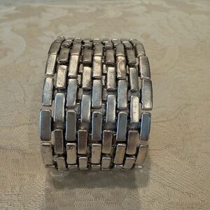 Chunky Silver-Tone Link Cuff Bracelet